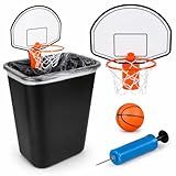ArtCreativity Mini Basketball Hoop Trash Can Set, Includes Clip-On Hoop with Backboard, Inflatable Ball and Pump, Fun Basketball Stocking Stuffers for Kids, Office Toys for Adults, Classroom Games
