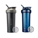 BlenderBottle Classic V2 Shaker Bottle Perfect for Protein Shakes and Pre Workout, 28-Ounce (2 Pack), Black and Navy