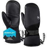 Ski Mittens - Waterproof Snow Mittens for Women & Men - Insulated Winter Snowboarding Gloves for Extreme Cold Weather - Skiing & Snowboard Thermal Mitts for Adults - Black (Medium/Large)