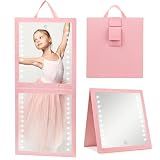 Lighted Hanging Full Length Body Mirror, Portable Dance Mirror, Foldable