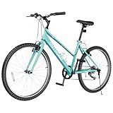 Max4out 26 inch 7-Speed Commuter Bicycle,Men's Cruiser Bike/Mountain Bike/Hybrid Bicycle,V Brake,Metal Frame, Adult Bike (Black, White, Blue, Green, Purple, Pink)