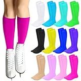 Toulite 12 Pairs Figure Skating Socks Ice Skating Socks for Women Girl Roller Skate Stocking Light Opaque Stocking(Colorful)