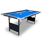 Hathaway Fairmont Portable 6-Ft Pool Table for Families with Easy Folding for Storage, Includes Balls, Cues, Chalk, Blue