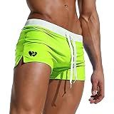 Top Spot Apparel Men's Square Cut Swim Trunks and Drag Suit, Back Pocket Large, Super Neon