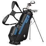 Waterproof Golf Stand Bag for Men, Lightweight Carry Bag with 5-Way Divider, Rain Cover, Stable Legs, 6 Pockets, Black