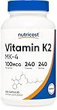 Nutricost Vitamin K2 (MK4) 240 Capsules (100mcg) - Gluten Free and Non-GMO