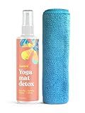 ASUTRA Yoga Mat Cleaner Spray (Calming Citrus), 4 fl oz - No Slippery Residue, Organic Essential Oils, Deep-Cleansing for Fitness Gear & Gym Equipment, Microfiber Towel Included