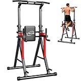 LFEYYD Power Tower Pull Up Bar Free Standing - 13-Level Adjustable Dip Station, Multi-Grip Pullups & Chin Up Bar, X-Frame Stability - Strength Training Workout Station for Home Gym Equipment 400LBS Black and Red