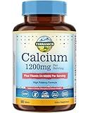 Terranics Calcium 1200 mg with Vitamin D3, High Absorption Calcium Supplement for Women and Men, Supports Bone, Teeth & Immune Health, Easy-to-Swallow Coated Tablets, 90 Count