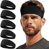 CYPERROCK Sweat Band, 5 Pack Headband Moisture Wicking for Running Sports