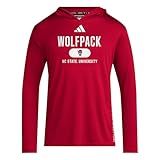 adidas Men's NCAA Designed for Training Team Lightweight Hoodie, Team Power Red/White/North Carolina State University, Large