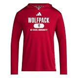 adidas Men's NCAA Designed for Training Team Lightweight Hoodie, Team Power Red/White/North Carolina State University, Large