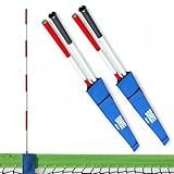 BOARDEE Foldable Volleyball Antenna Set - Durable Tarpaulin Hook-and-Loop Sleeves with Collapsible Fiberglass Antennas - Indoor and Beach Volleyball Net Equipment (Pack of 2) (Blue)