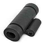 CAP Barbell Yoga Mat 1/2" Thick with Carrying Strap & Knee Pad - High Density Exercise Mat for Yoga, Pilates, Stretching, Floor & Fitness Workouts - 71''x24''x1/2" | Black