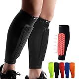 HiRui Soccer Shin Guards Shin Pads for Kids Youth Adult, Calf Compression Sleeve with Honeycomb Pads, Support for Shin Splint Baseball Boxing Kickboxing MTB, Lightweight(1PAIR) (Black, Small)