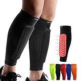 HiRui Soccer Shin Guards Shin Pads for Kids Youth Adult, Calf Compression Sleeve with Honeycomb Pads, Support for Shin Splint Baseball Boxing Kickboxing MTB, Lightweight(1PAIR)(Black, L)