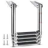 Marinebaby Heavy Duty Boat Telescopic 4 Step Ladder,Stainless Steel Swim Platform Telescoping Ladder,Extendable Step for Boat Yacht