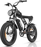 Ridstar Electric Bike for Adults, 1000/2000W, 25/30/37MPH,48V-52V, 20AH,40AH Battery, Max 50-180 Miles Electric Motorcycle, 20" Fat Tire Dirt Bike, Shamano 7-Speed E-Bike