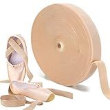 SmoothNovelty 32.8 Yards Ballet Elastic Pointe Shoe Satin Roll Stretch Ribbon Minimalist Ballet Strap for Women Accessories(Nude)