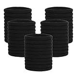 Pimoys 100 Pcs Elastic Hair Ties, Thick Seamless Hair Bands No Damage Soft Ponytail Holders Hair Accessories for Girls Women, Black