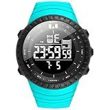 KXAITO Men's Watches Sports Outdoor Waterproof Military Watch Date Multi Function Tactics LED Face Alarm Stopwatch for Men (6256 Turquoise Band 01)