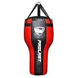 PROLAST Heavy Angle Punching Bag for Adults, Hook and Uppercut, Boxing, MMA, Martial Arts, Muay Thai, Unfilled, 65 lbs, Rhino Logo, Black and Red