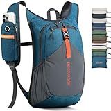 BECOJADDE 15L Small Hiking Backpack for Men Women Foldable Packable Back Pack Ultralight Hiking Daypack for Travel Camping Outdoor, Turquoise