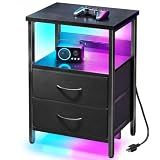 Black Led Night Stand with Dynamic RGB Color Light, Gaming Room Decor