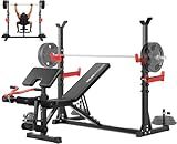 Yoleo 1980LBS Weight Bench with Rack - Bench Press Set, Leg Extension, Preacher Curl & Flat/Incline/Decline Full Body Workout Bench, Adjustable Olympic Weight Benches for Home Gym(47.44IN WIDE GRIP)