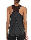 Aeuui Womens Workout Tops for Women Racerback Tank Tops Mesh Yoga Shirts Athletic Running Tank Tops Sleeveless Gym Clothes Black