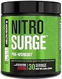 Jacked Factory NITROSURGE Pre Workout Supplement - Endless Energy, Instant Strength Gains, Clear Focus, Intense Pumps - NO Booster & Preworkout Powder with Beta Alanine - 30 Servings, Cherry Limeade