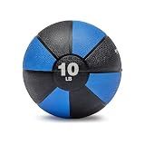 Amazon Basics Weighted Medicine Ball for Core Strength, Strength Training, Full-Body Workouts and Balance Exercises, 10 Pounds, Blue/Black, 9.3 inches