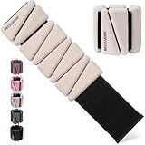 BECOJADDE Ankle Weights Set of 2 (2 lb Each) Adjustable Wrist Weights for Women Men Wearable Arm Leg Weight for Pilates, Running, Walking, Workout, Yoga, Beige