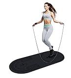 LERYG 8/20/30mm Jump Rope Mat Fitness Exercise Mat Durable, Non-Slip, Workout Mats with Jump Rope & Carrying Bag for Home Gym Flooring in Black(55"x 24")