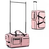 Fanwoli 23" Dance Bag with Garment Rack, Rolling Duffel, Candy Pink