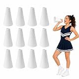 Fun Express White Plastic Mini Cheer Megaphones, 8-Inch, Bulk 12-Pack