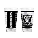 Rico Industries NFL Football Las Vegas Raiders 16 oz Pint Glasses with Digitally Printed Logo, Practical Set of 2 Classic Drinking Glasses, Dishwasher Safe