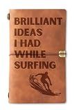 InnoBeta Surfing Gifts for Men, Surfer Journal Notebook with Pen, Refillable Sketchbook, Travel Diary, Lined Planner, 7x5 Inches, Brown