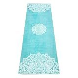 YOGA DESIGN LAB | The Combo Yoga Mat | 2-in-1 Mat+Towel | Eco Luxury | Ideal for Hot Yoga, Power, Bikram, Ashtanga, Sweat | Studio Quality | Includes Carrying Strap! (Mandala Turquoise, 5.5mm)