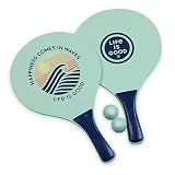 Life Is Good Wooden Paddle Ball Set (Happiness in Waves), 2 Wooden Paddles & 2 Balls, Contoured Grip Handles, Travel-Ready Family Game for Park, Picnic, Yard, and Campsite Play