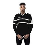 Guinness Traditional Black and Cream Longsleeve Rugby Jersey, Official Merchandise, Black Jersey, Men's X-Large
