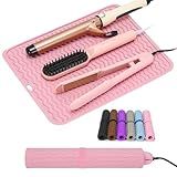 Arsmonjeal Oversize Silicone Heat Resistant Mat for Curling Irons, Flat Irons, Hair Straighteners and Hot Hair Styling Tools, Portable Wrap Pad Cover for Vanity, Travel, Salon(14.2" x 11.0")