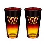 The Memory Company Officially Licensed NFL 2-Pack 16oz Ombre Pint Glass Set, Licensed Team Drinkware, Stylish Gameday Glassware, Team Logo