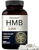 NatureBell HMB 3,000 mg Per Serving | 300 Capsules, 3X Triple Strength HMB Beta-Hydroxy Beta-Methylbutyrate Supplement – Lean Muscle Mass & Recovery Support – Non-GMO