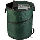 Wakeman Outdoor Trash Can - 46-Gallon Collapsible Garbage Can with 3 Stakes - Pop Up Trash Bin for Camping, Storage, or Yard Waste Outdoors (Green)