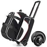 Fanwoli Bowling Bags 2 Ball Roller with Silicone Straps & Wider Wheels
