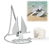 MUS-LEX 5 lb Galvanized Fluke Boat Anchor Kit with 5/16" x 100 ft Rope