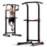 ZENOVA Pull Up Bar Dip Bar Power Tower Workout Dip Station Height Adjustable Free Standing Chin Up Bar for Men Women Teens 300LBS Weight Capacity