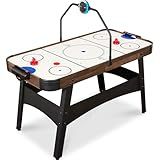 Best Choice Products LED 54 Inch Air Hockey Game Table w/Light-up Scoreboard, Powerful Motor, AC Outlet. Includes 2 Pucks, 2 Pushers - Walnut