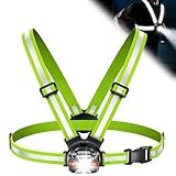 ISEYOU Running Lights for Runners, 500 Lumens Running Light with 45° Adjustable Tilt, 360° Reflective Vest & IPX4 Waterproof Rechargeable Safety Light Up Gear for Night Walking/Cycling/Jogging/Hiking